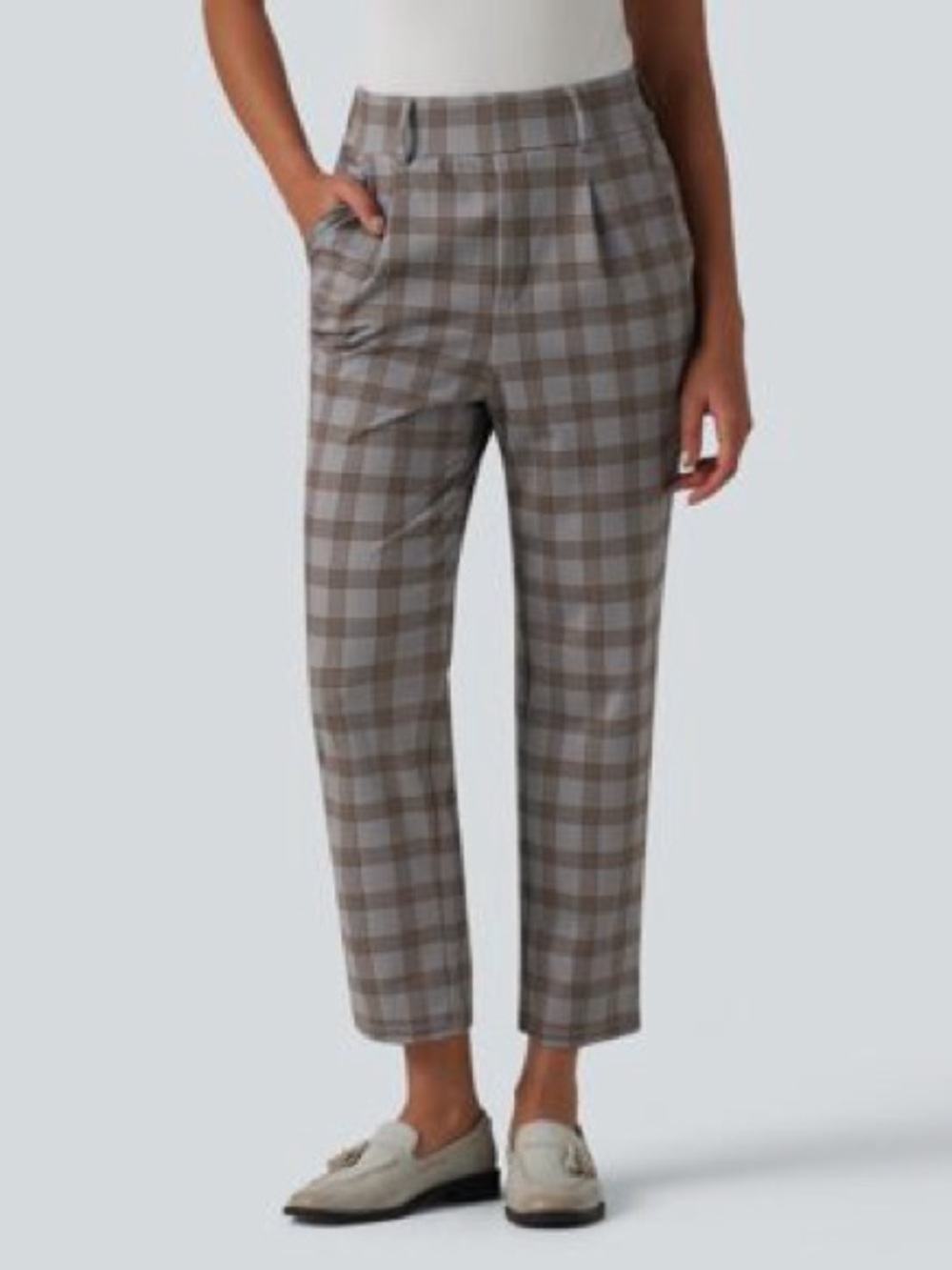 2 pair of Halara Plaid Ankle Trousers… retail $54.95 each selling both for $50